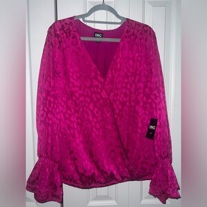 I.N.C 3x long sleeve wrap blouse